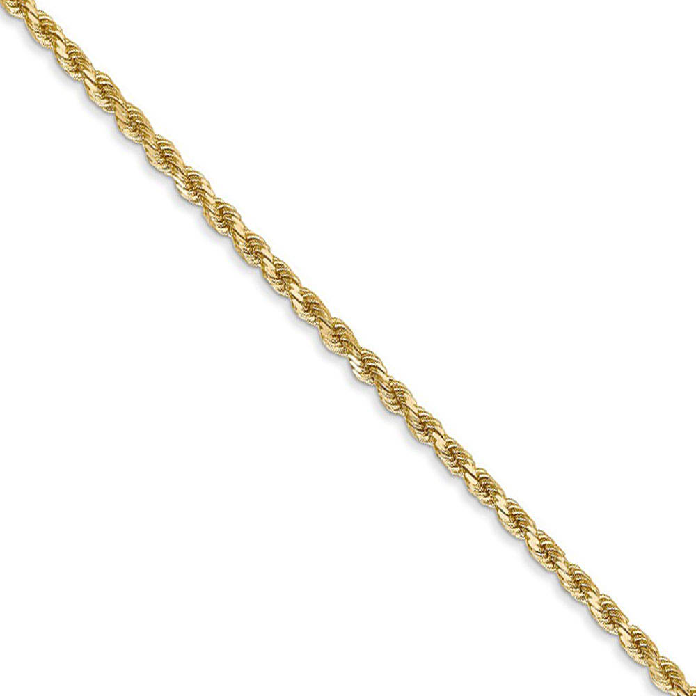 2mm 14k Yellow Gold Solid Diamond Cut Rope Chain Necklace