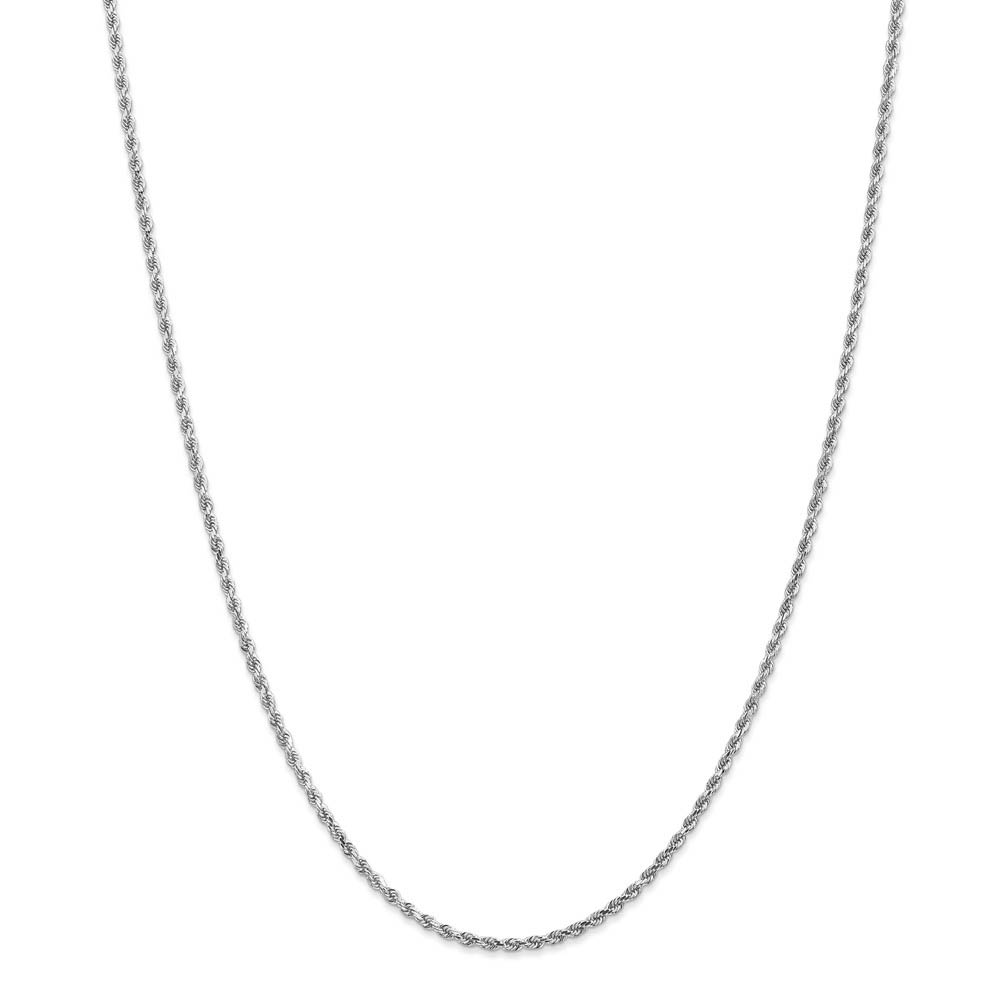 2mm 14k White Gold Solid Diamond Cut Rope Chain Necklace