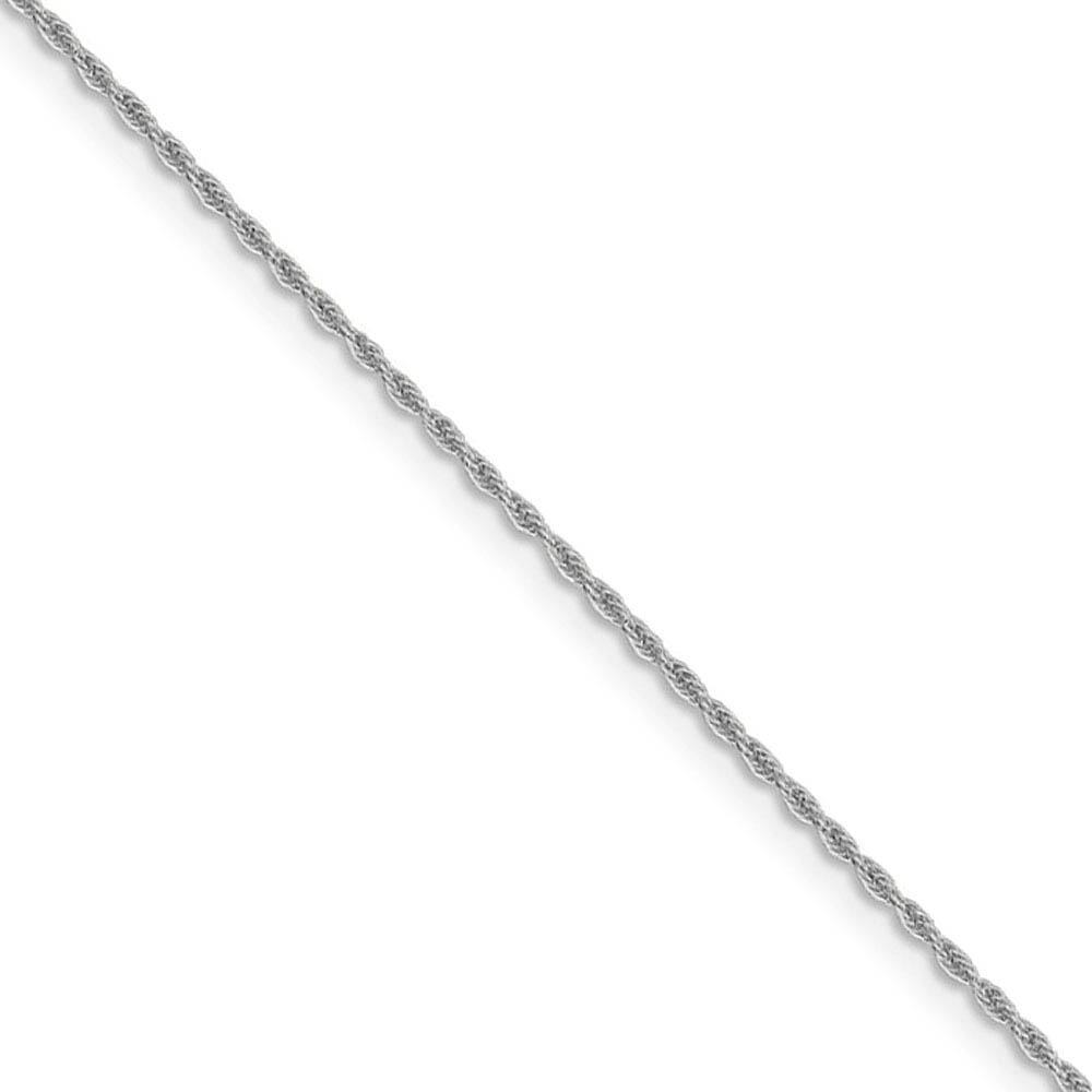 1.3mm 14k White Gold Classic Solid Rope Chain Necklace