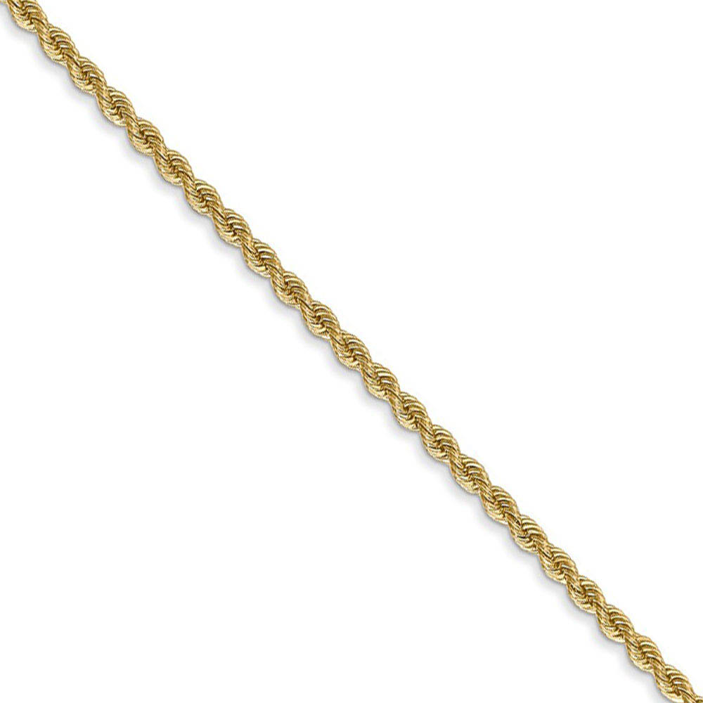 2mm 14k Yellow Gold Classic Solid Rope Chain Bracelet