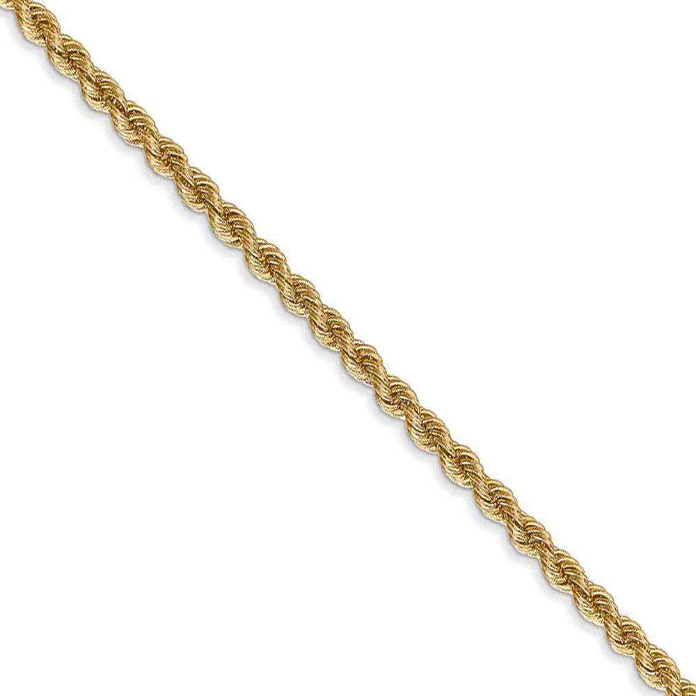 2.5mm 14k Yellow Gold Classic Solid Rope Chain Necklace