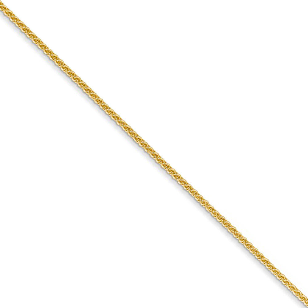 1mm 14k Yellow Gold Solid Wheat Chain Necklace