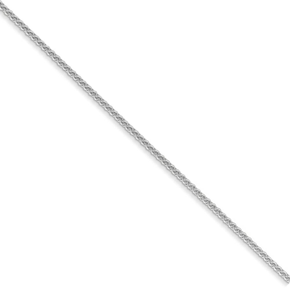 1mm 14k White Gold Solid Wheat Chain Necklace