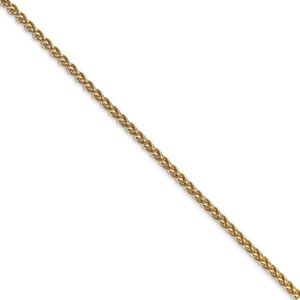 2.1mm 14k Yellow Gold Solid Wheat Chain Necklace