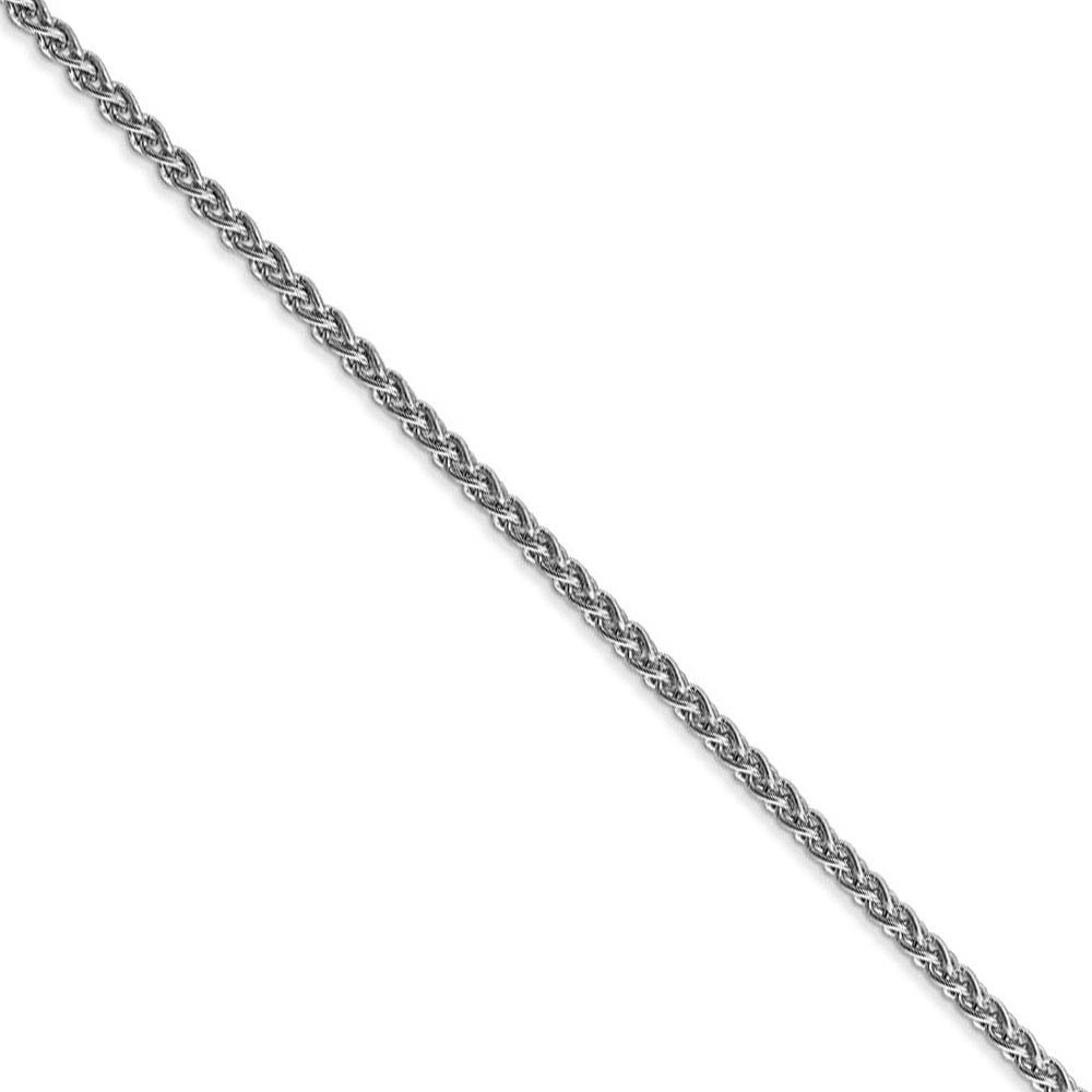 2.1mm 14k White Gold Solid Wheat Chain Necklace