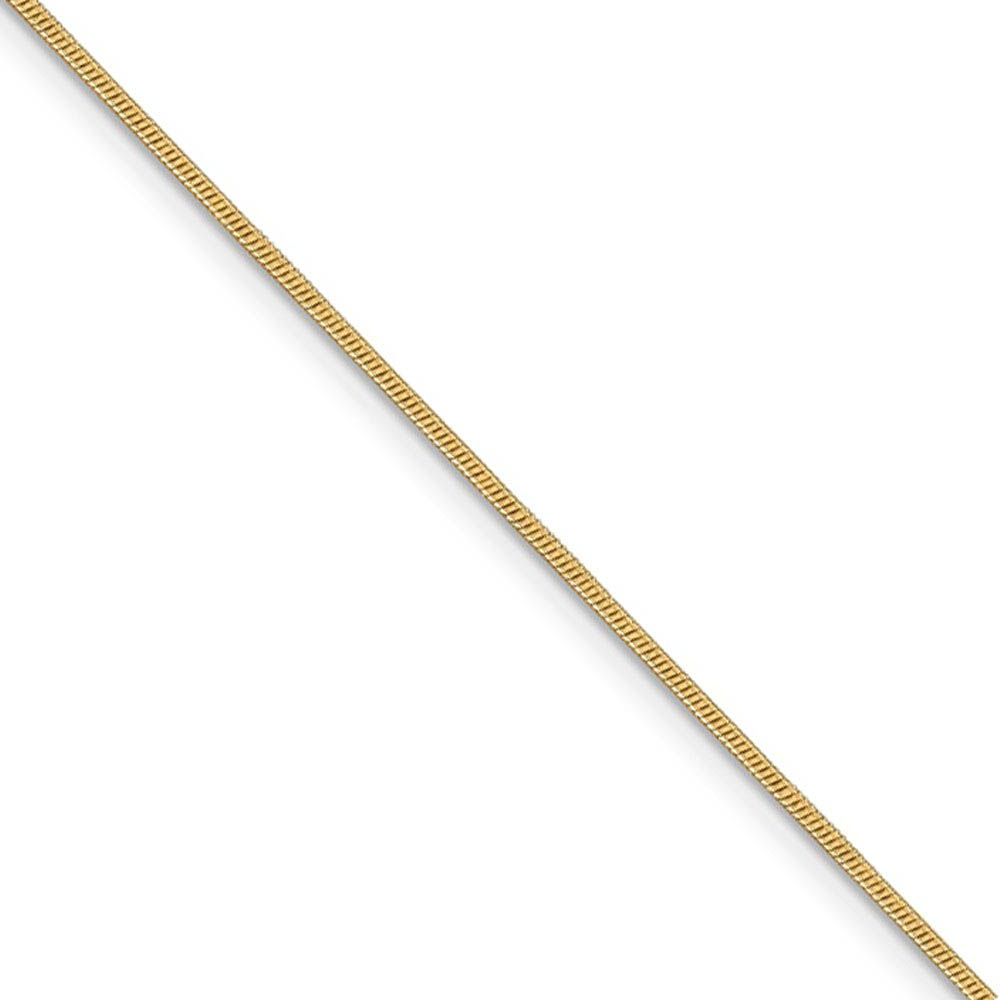 1mm 14k Yellow Gold Solid Round Snake Chain Necklace