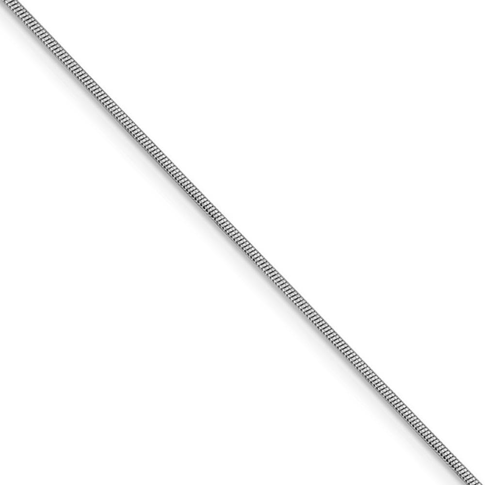 1mm 14k White Gold Solid Round Snake Chain Necklace