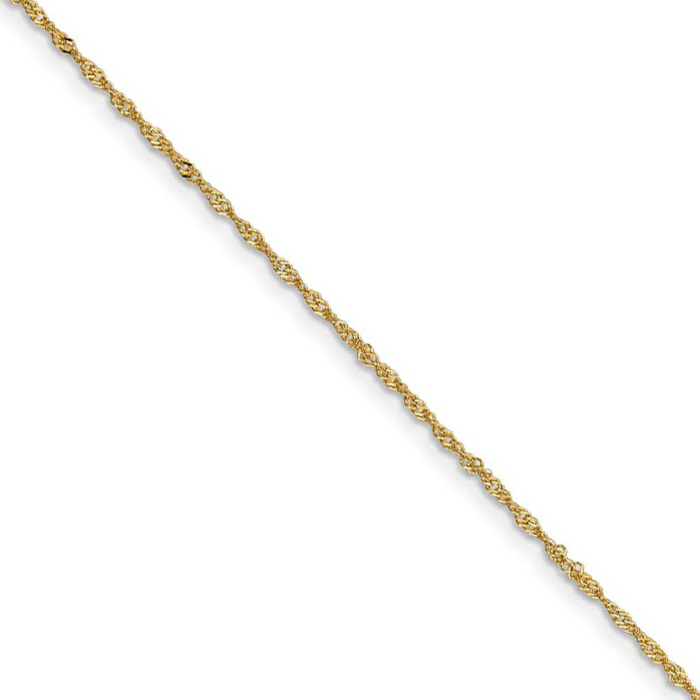 1mm 14k Yellow Gold Diamond Cut Singapore Chain Necklace