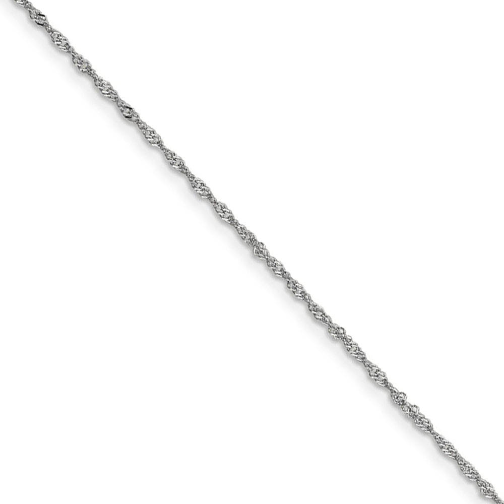 1mm 14k White Gold Diamond Cut Singapore Chain Necklace