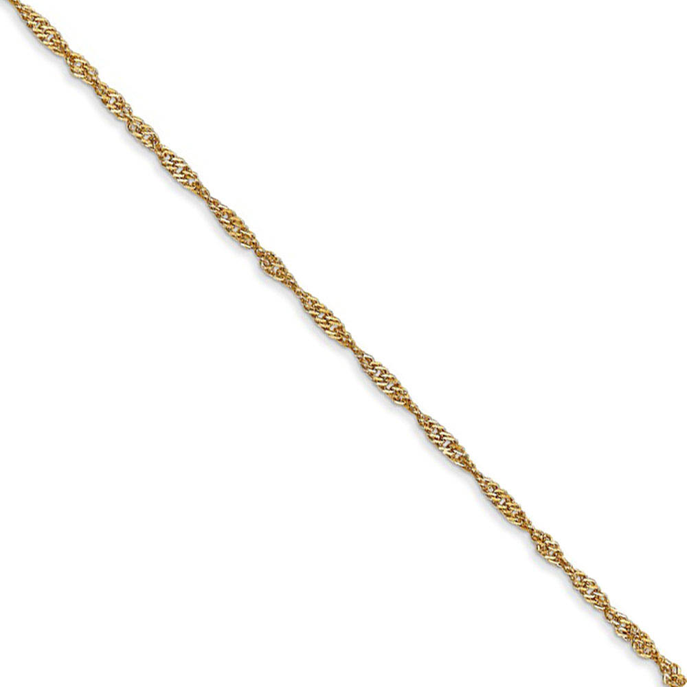 1.3mm 14k Yellow Gold Diamond Cut Singapore Chain Necklace