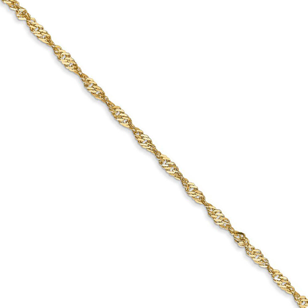 1.6mm 14k Yellow Gold Diamond Cut Singapore Chain Bracelet &amp; Anklet