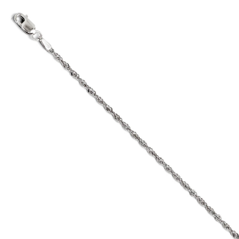 1.6mm 14k White Gold Diamond Cut Singapore Chain Bracelet, 7 Inch