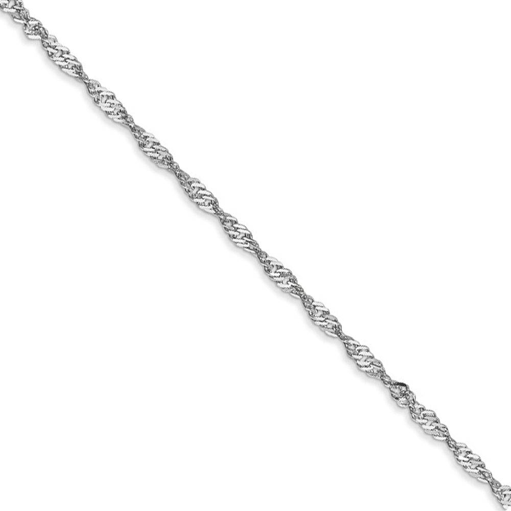 1.6mm 14k White Gold Diamond Cut Singapore Chain Bracelet &amp; Anklet