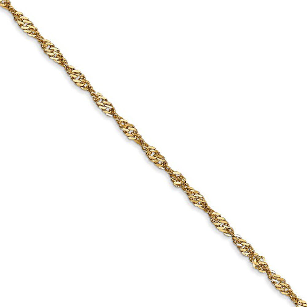 1.9mm 14k Yellow Gold Diamond Cut Singapore Chain Bracelet &amp; Anklet