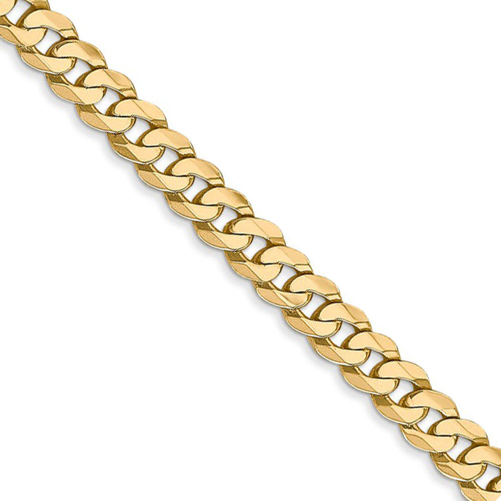 Men&#039;s 4.6mm 14k Yellow Gold Solid Beveled Curb Chain Necklace