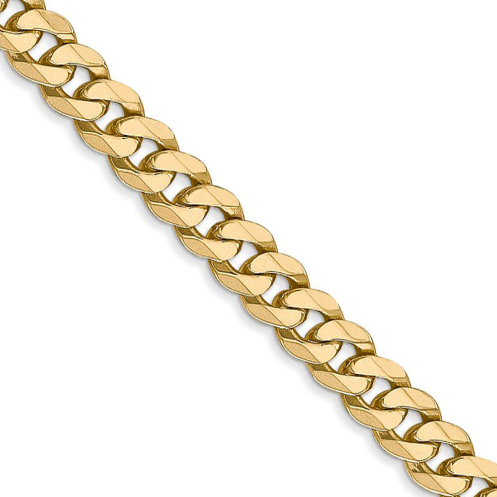 Men&#039;s 5.75mm 14k Yellow Gold Solid Beveled Curb Chain Necklace