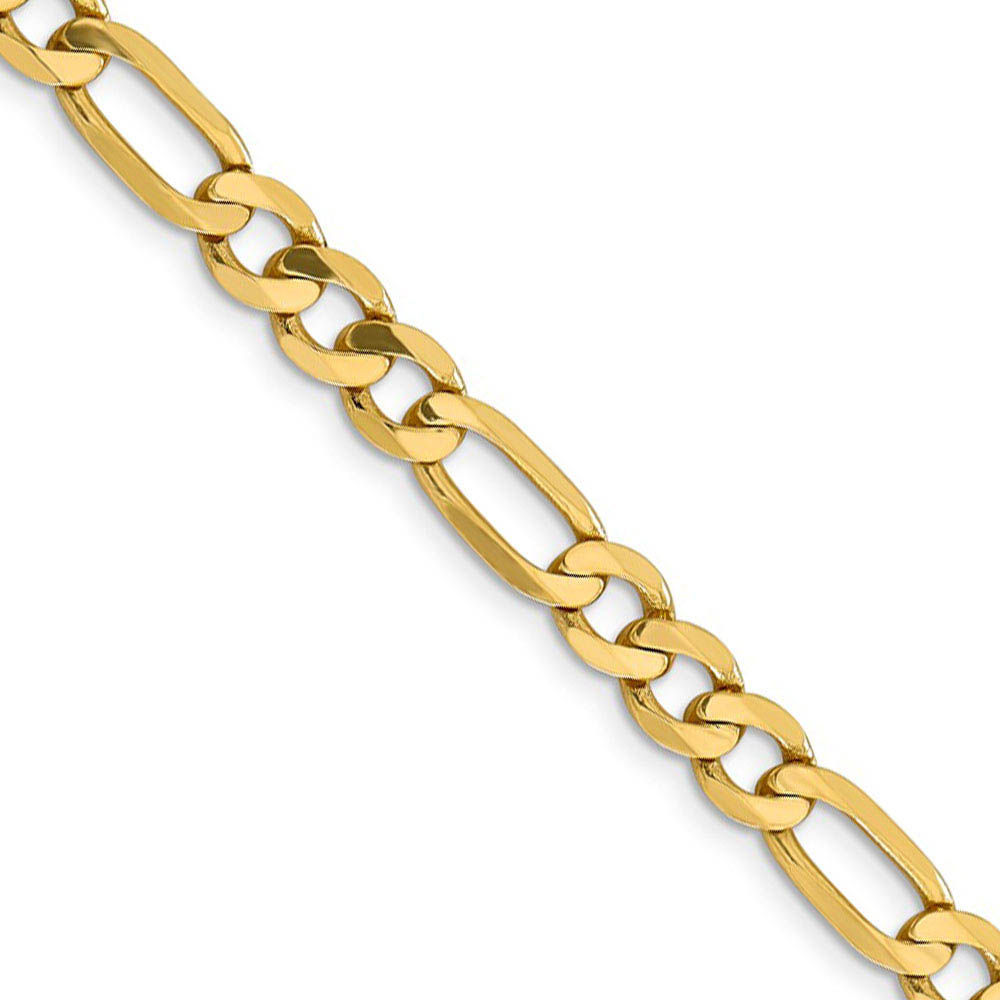 Men&#039;s 6.25mm 14k Yellow Gold Solid Flat Figaro Chain Necklace