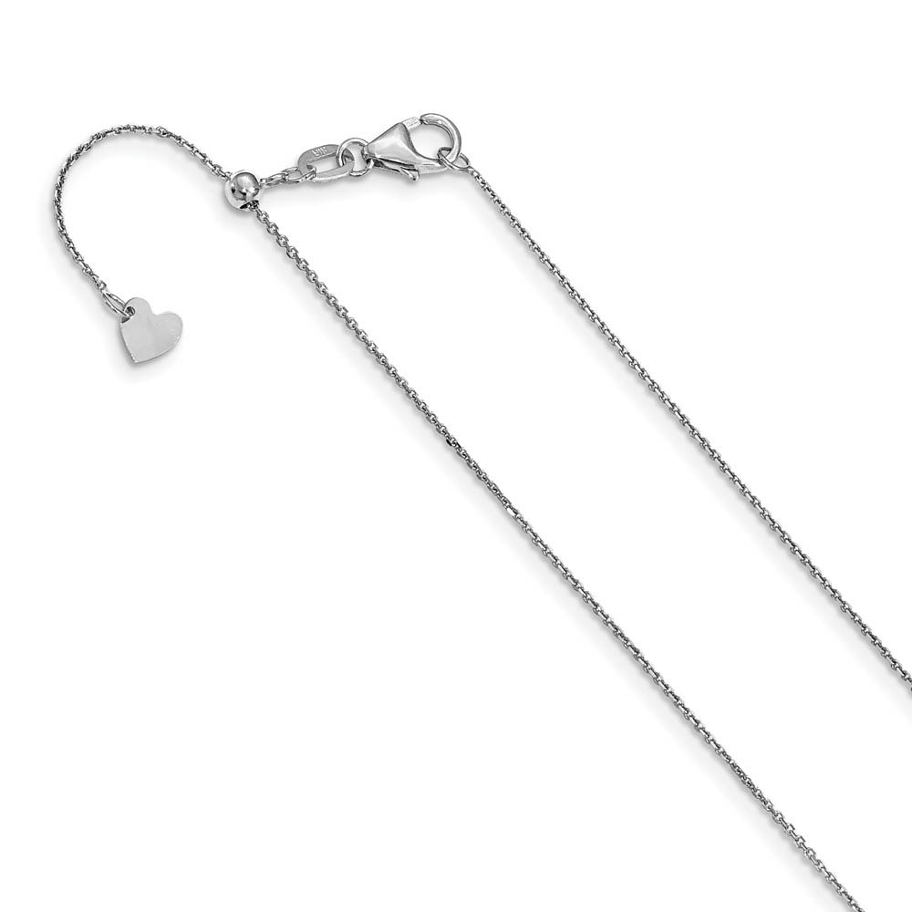 1mm 14k White Gold Adjustable Solid D/C Cable Chain Necklace