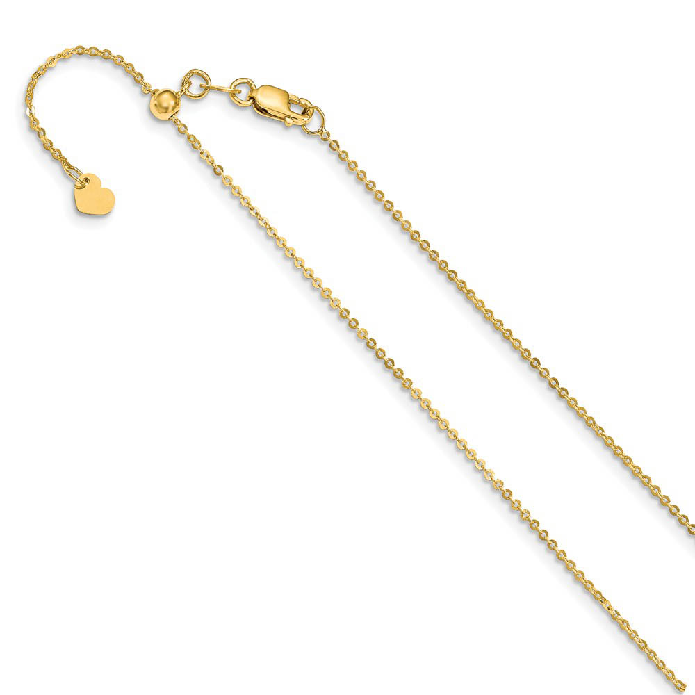 1mm 14k Yellow Gold Adjustable Flat Cable Chain Necklace