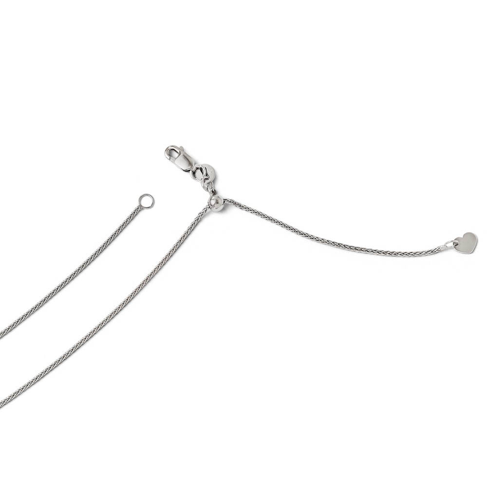 1mm 14k White Gold Adjustable Solid Wheat Chain Necklace