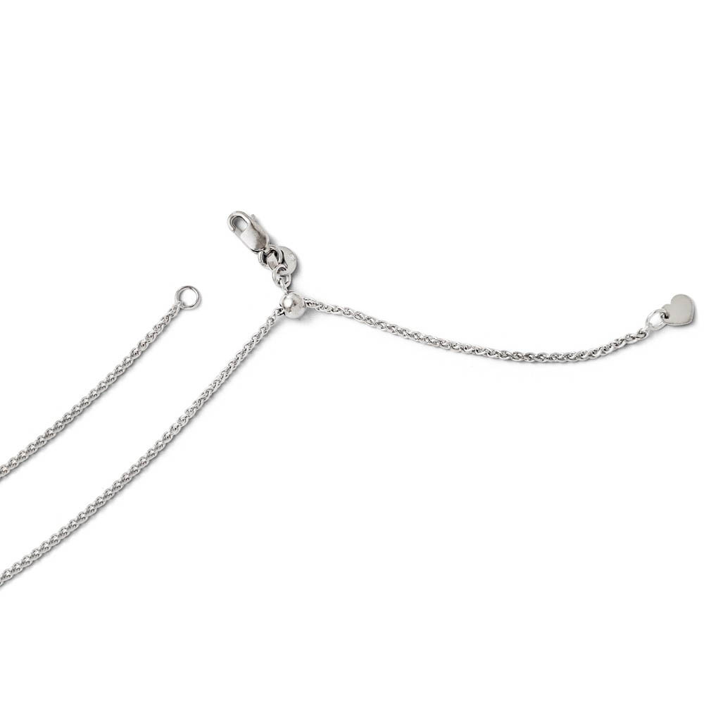 1.4mm 14k White Gold Adjustable Solid Wheat Chain Necklace