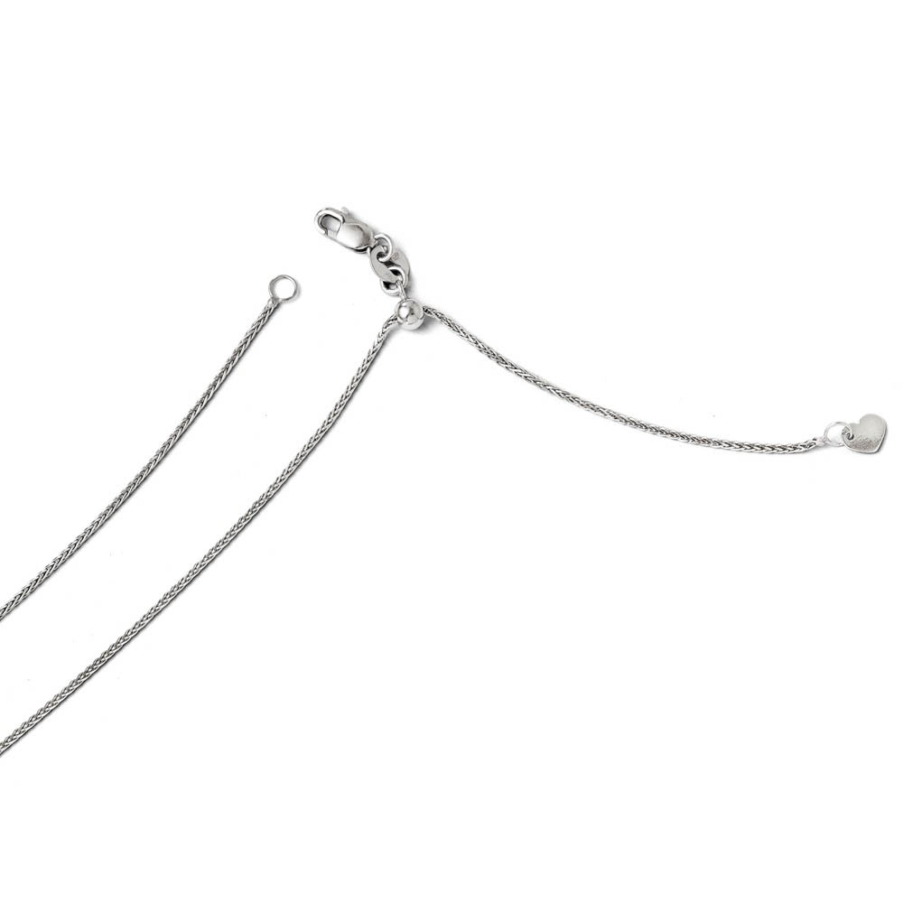 1mm 14k White Gold Adjustable Diamond Cut Wheat Chain Necklace