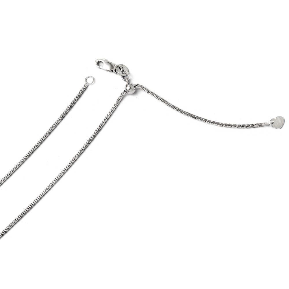 1.3mm 14k White Gold Adjustable D/C Wheat Chain Necklace