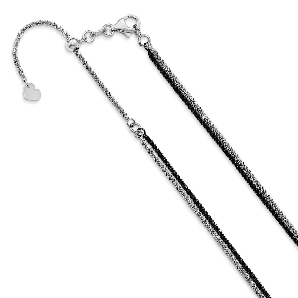 2mm 14k White Gold & Black Plated 2 Strand Cyclone Necklace