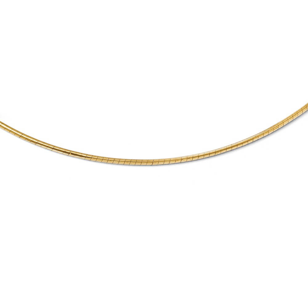 2mm 14k Yellow Gold Round Omega Chain Necklace