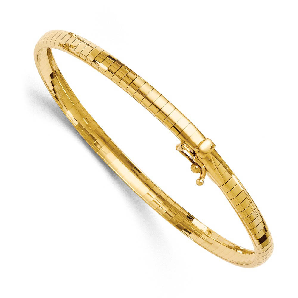 4mm 14k Yellow Gold Domed Omega Chain Bracelet