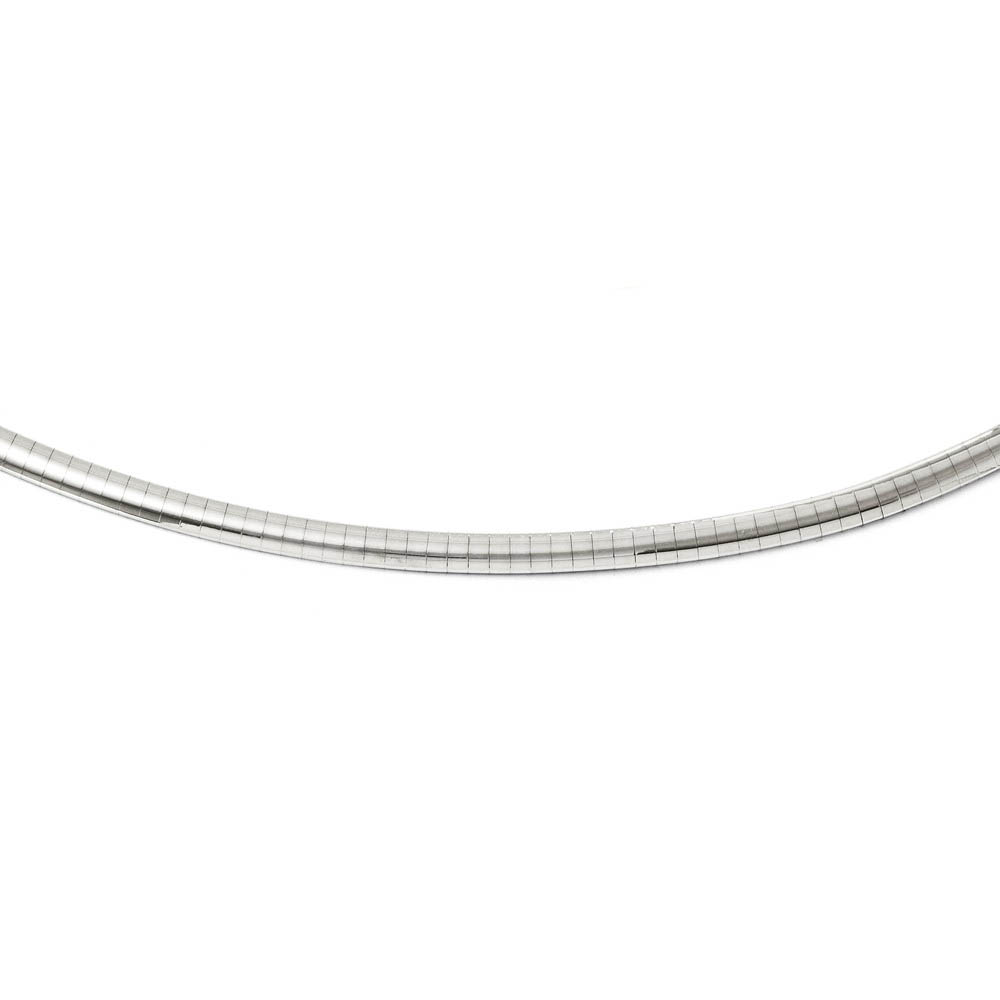 4mm 14k White Gold Domed Omega Chain Necklace