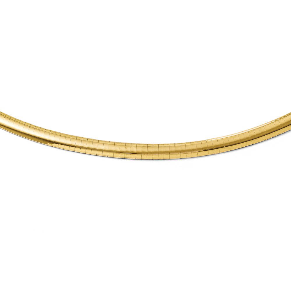 6mm 14k Yellow Gold Domed Omega Chain Necklace, 16 Inch