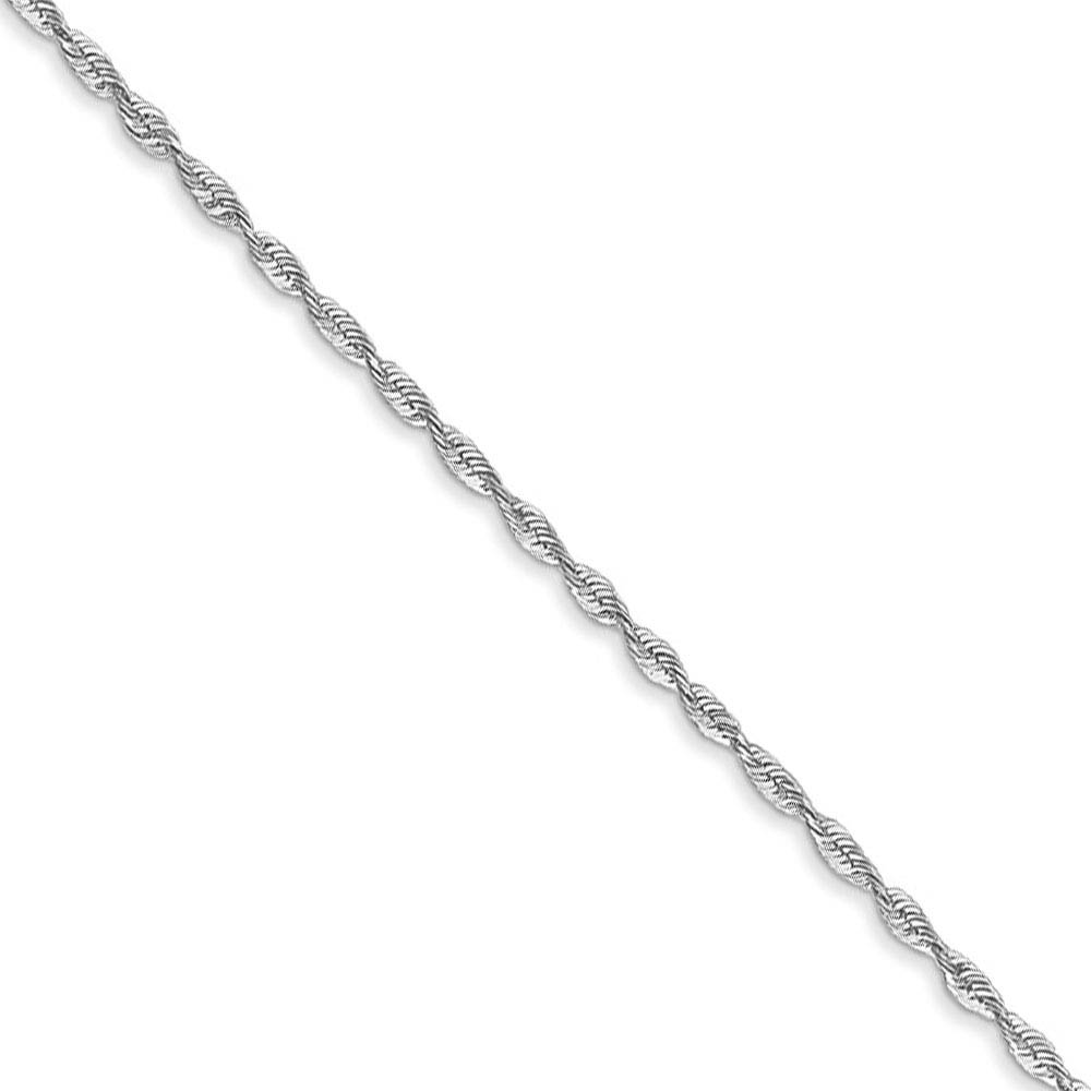 2.5mm 10k White Gold Solid Diamond Cut Rope Chain Necklace