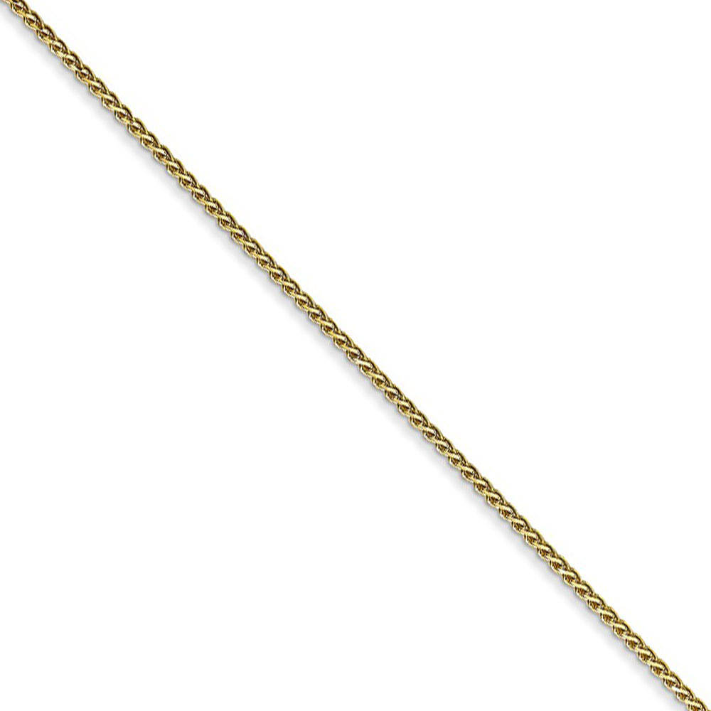 1mm 10k Yellow Gold Solid Diamond Cut Wheat Chain Necklace