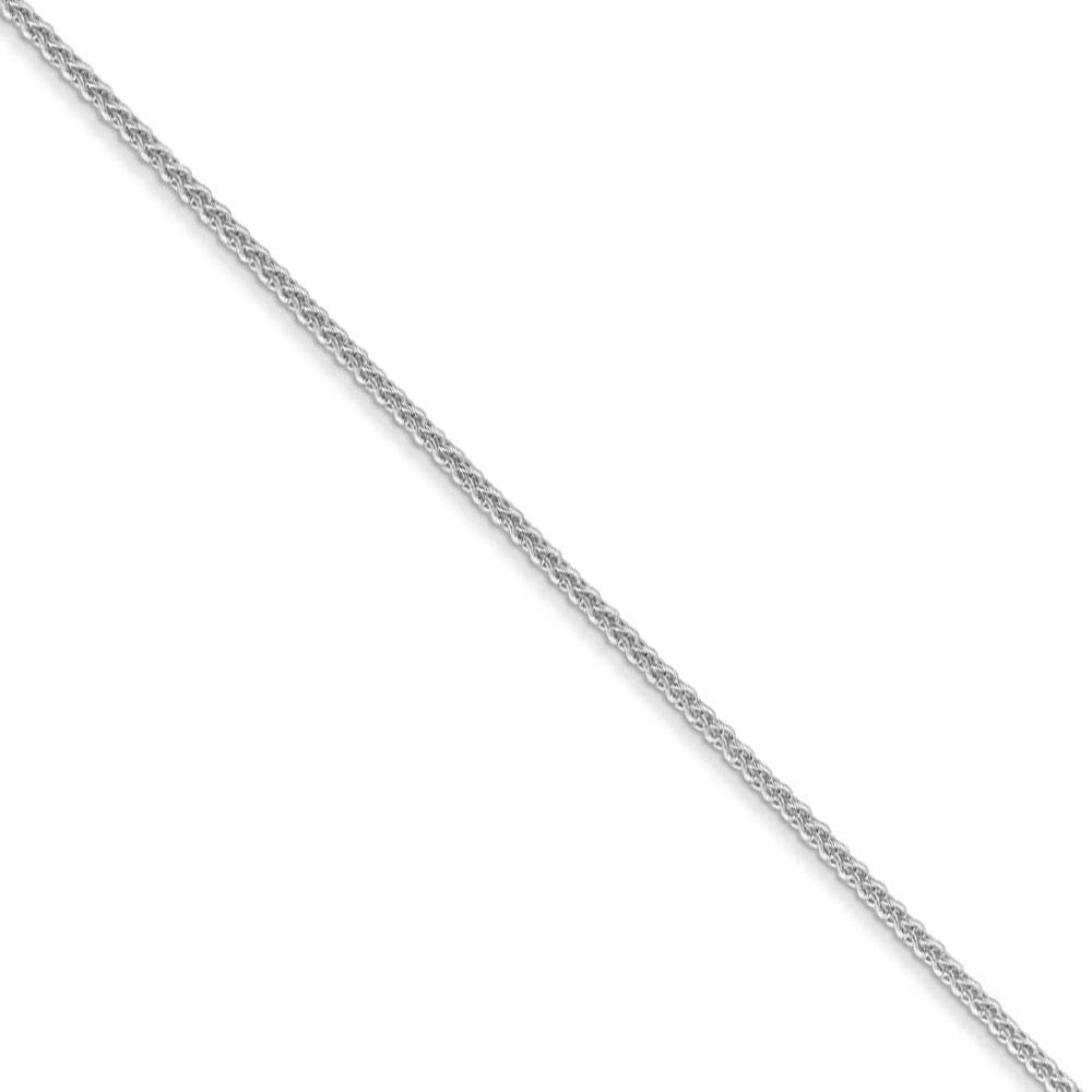 1mm 10k White Gold Solid Wheat Chain Necklace
