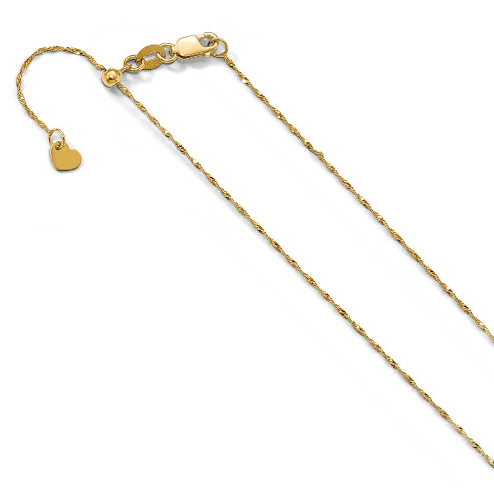 1 mm Adjustable Singapore Chain Necklace in 10K Yellow Gold