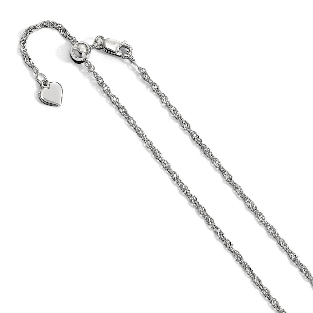 1.6mm Sterling Silver Adjustable Singapore Chain Necklace