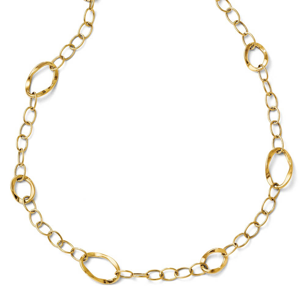 14k Yellow Gold Italian 10mm Open Link Necklace, 17-19 Inch