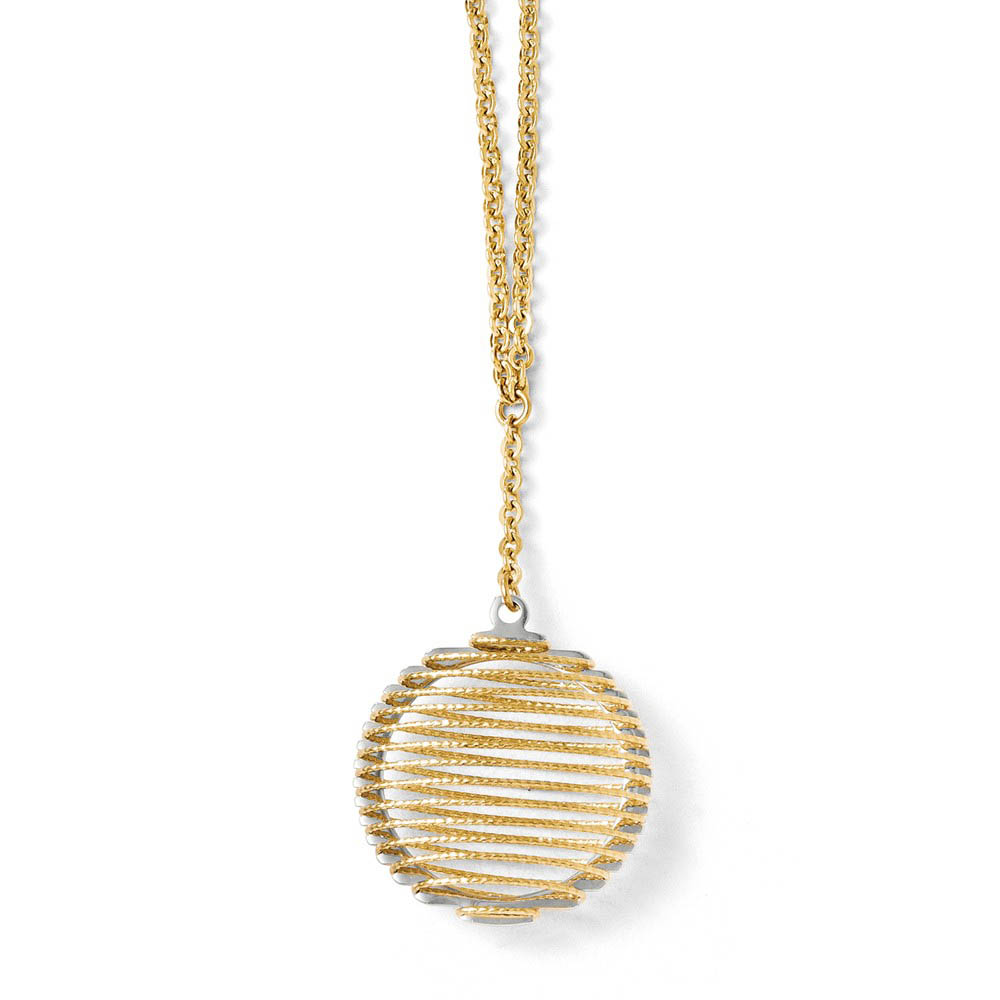 14k Two Tone Gold Italian 20mm Wire Wrapped Necklace