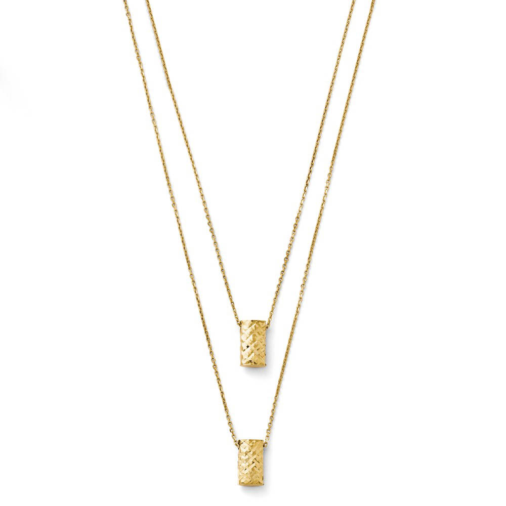 14k Yellow Gold Italian Two Layer Diamond Cut Necklace