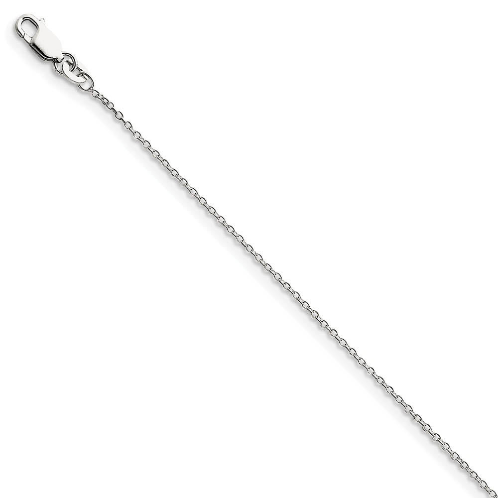 1.25mm Rhodium Plated Sterling Silver Cable Chain Necklace, Inch