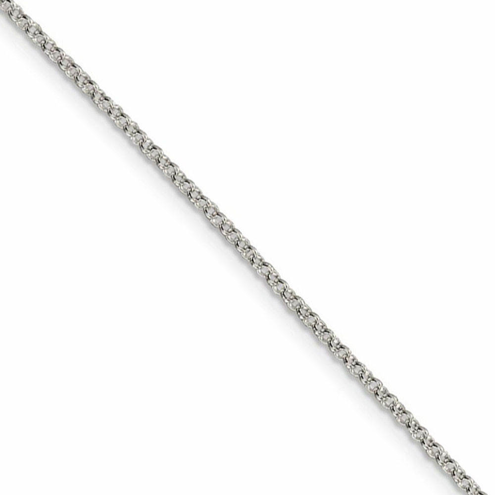 1.5mm Rhodium Plated Sterling Silver Rolo Chain Necklace, Inch