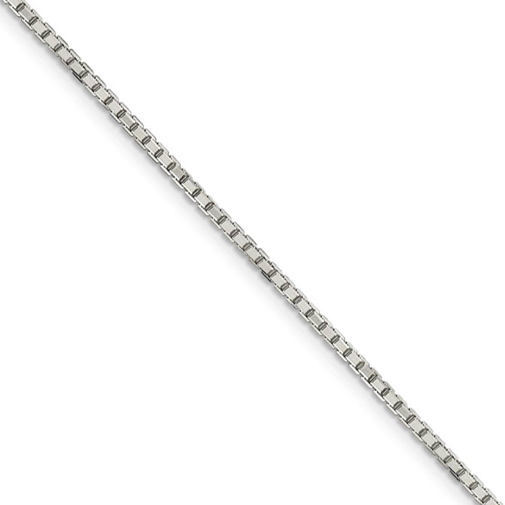 1.7mm Rhodium Plated Sterling Silver Round Box Chain Necklace, 18-20in