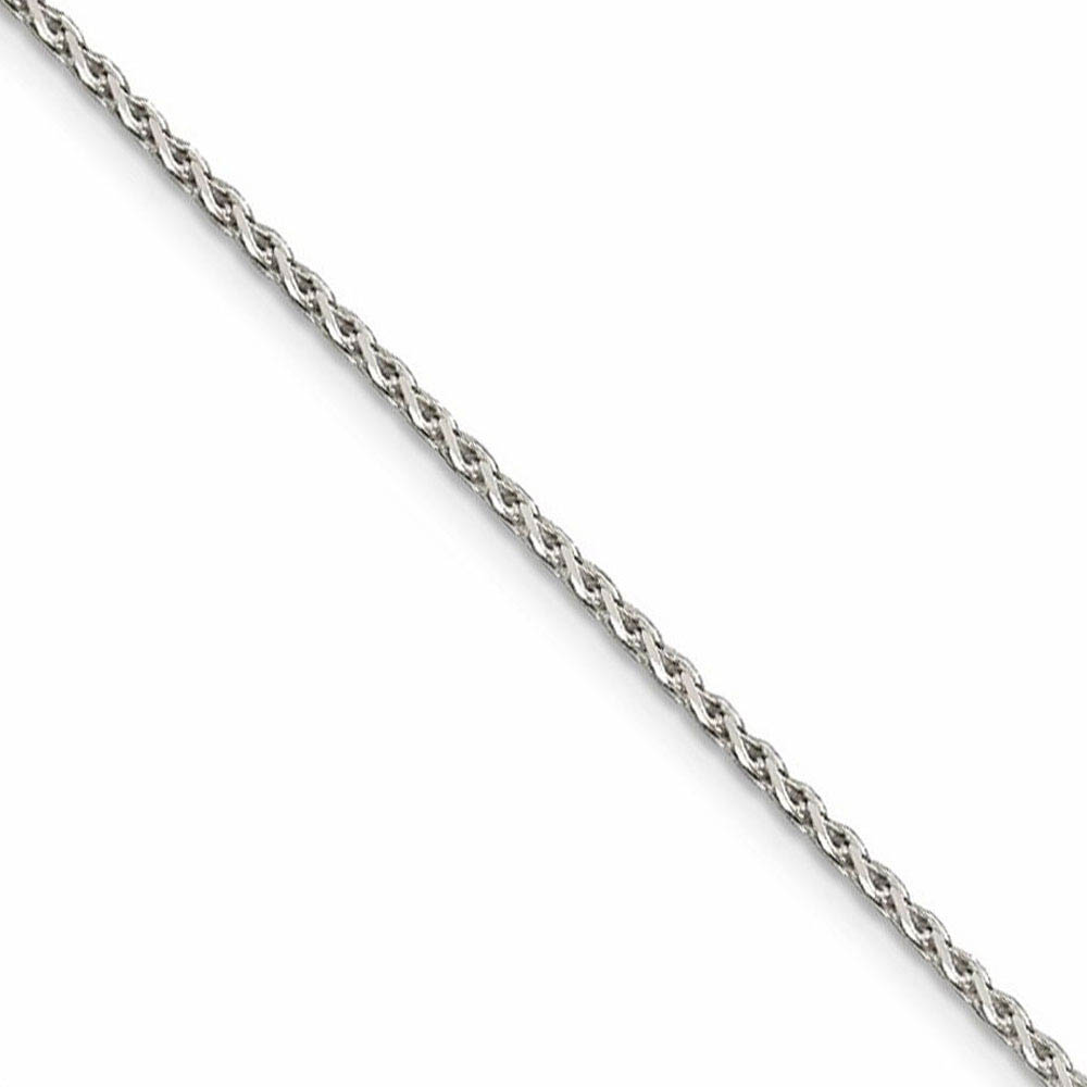 1.5mm Rhodium Plated Sterling Silver Spiga Chain Necklace, Inch