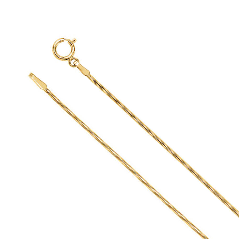1mm 14k Yellow Gold Solid Snake Chain Necklace