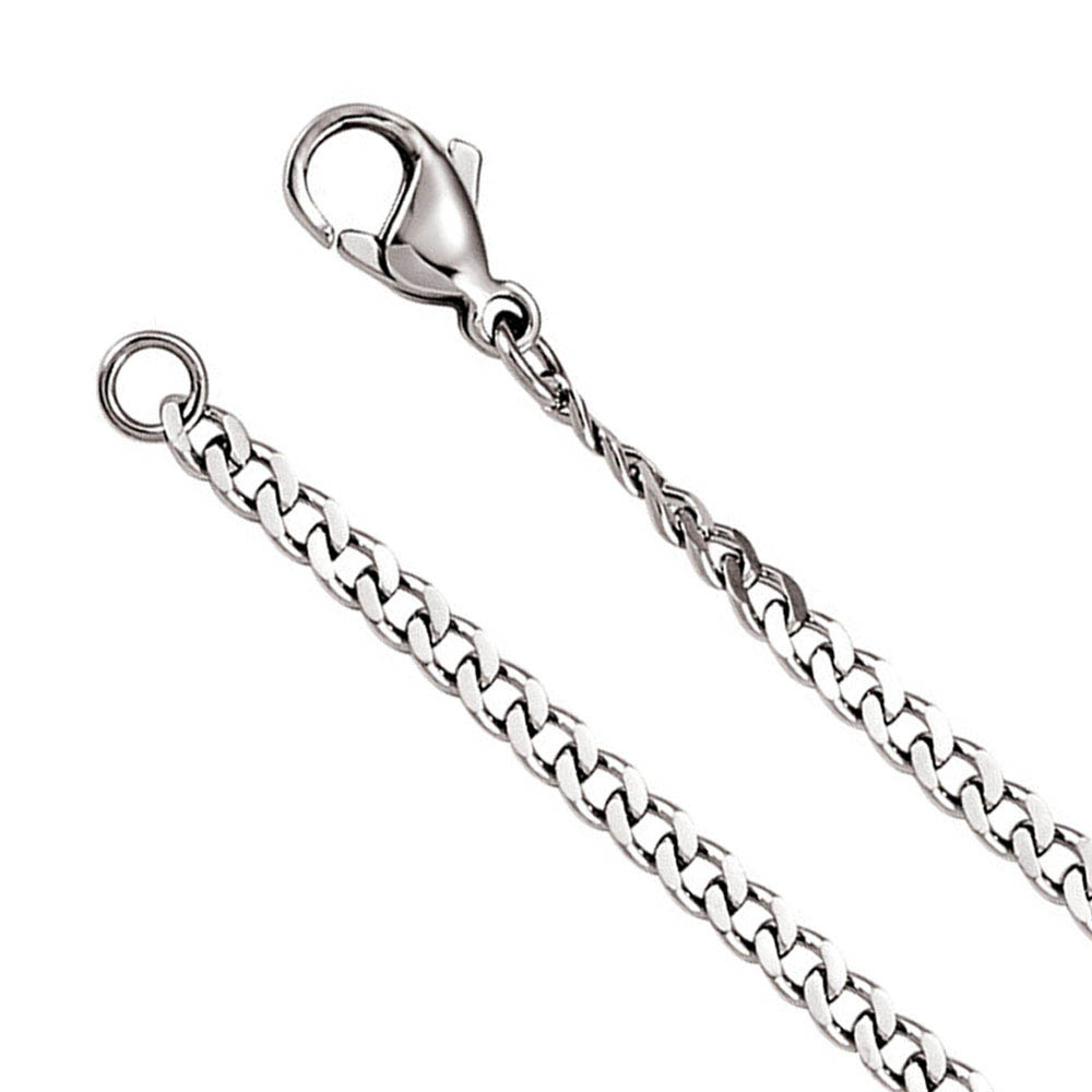 3.2mm Stainless Steel Diamond Cut Solid Curb Chain Necklace