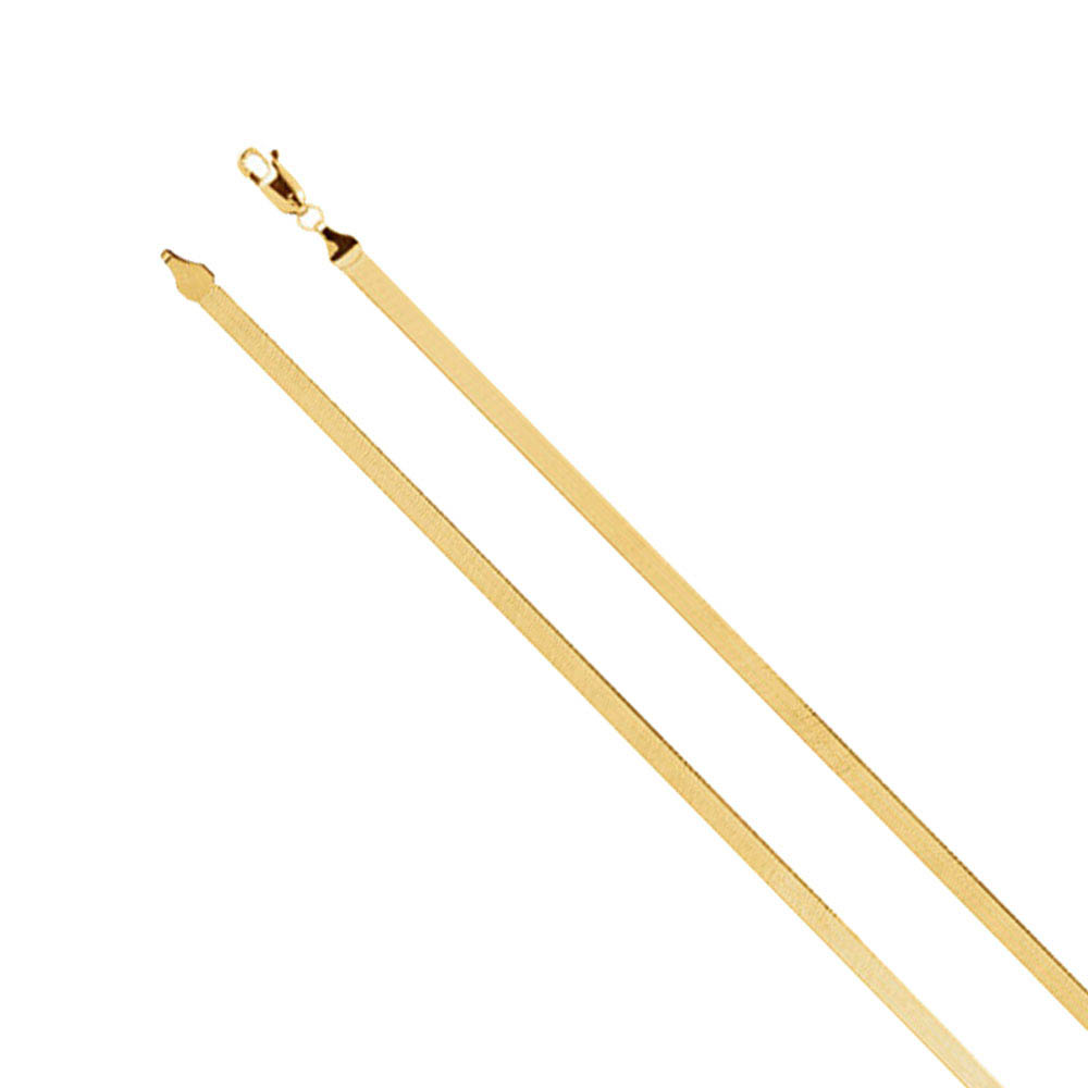 3.8mm 14k Yellow Gold Solid Herringbone Chain Necklace