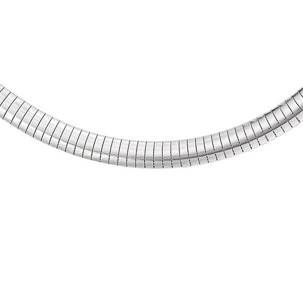 7.25mm Sterling Silver Domed Omega Chain Necklace