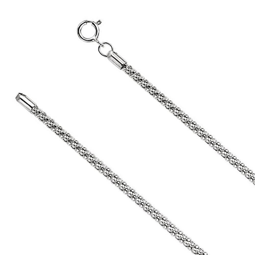 2.75mm Sterling Silver Hollow Popcorn Mesh Chain Necklace