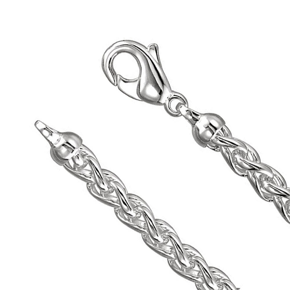 6mm Sterling Silver Solid Wheat Chain Necklace